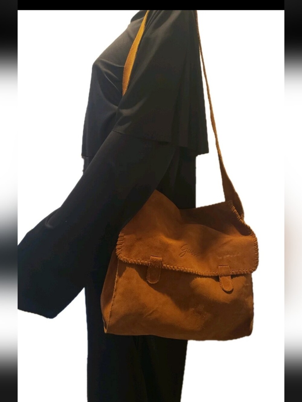 Vintage GUESS Brown Suede Messenger Bag